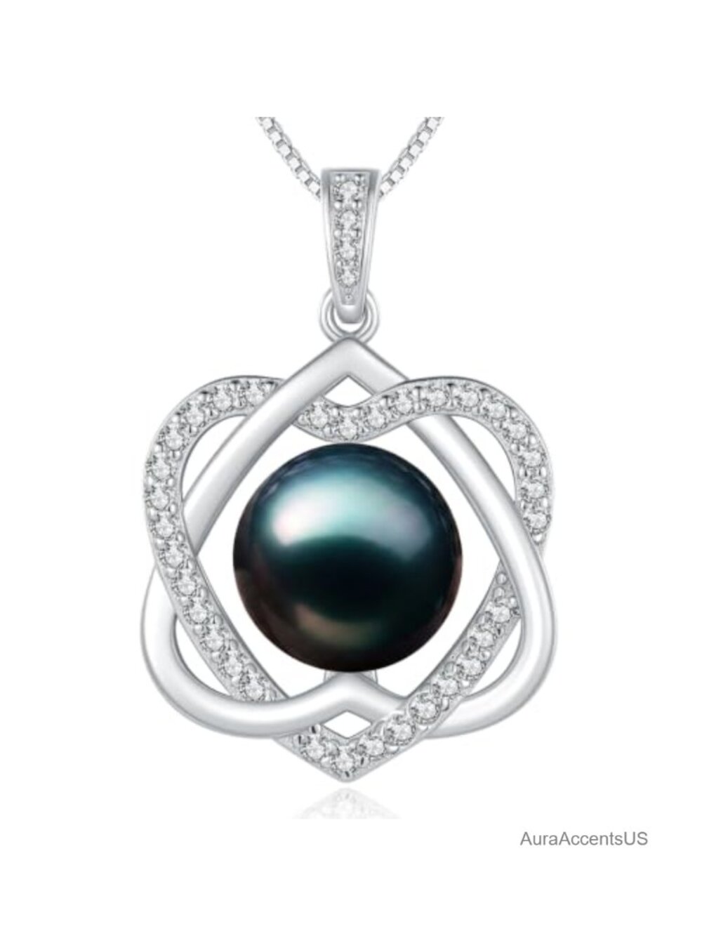 AAAA+ 10-11mm Freshwater Cultured Pearl Pendant Necklace 18K White Gold Plated
